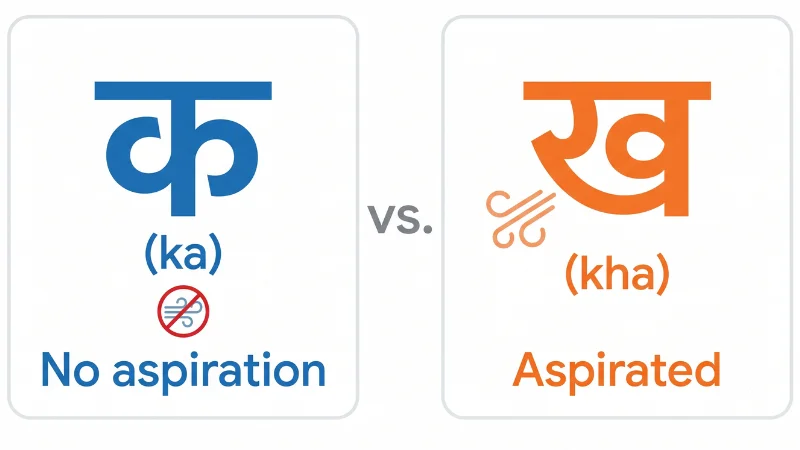 Hindi Alphabet — Varnamala or letters in Hindi 6 Aspirated vs unaspirated Hindi consonants — ka vs kha comparison