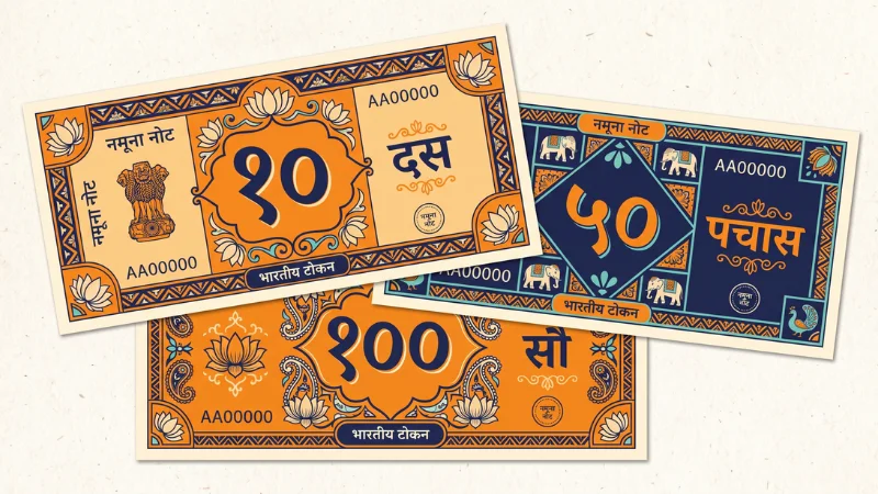 Hindi Numbers 1 to 100 (Ginti): Complete Pronunciation Guide 8 Devanagari numerals on Indian currency-styled tiles — Hindi numbers in financial context