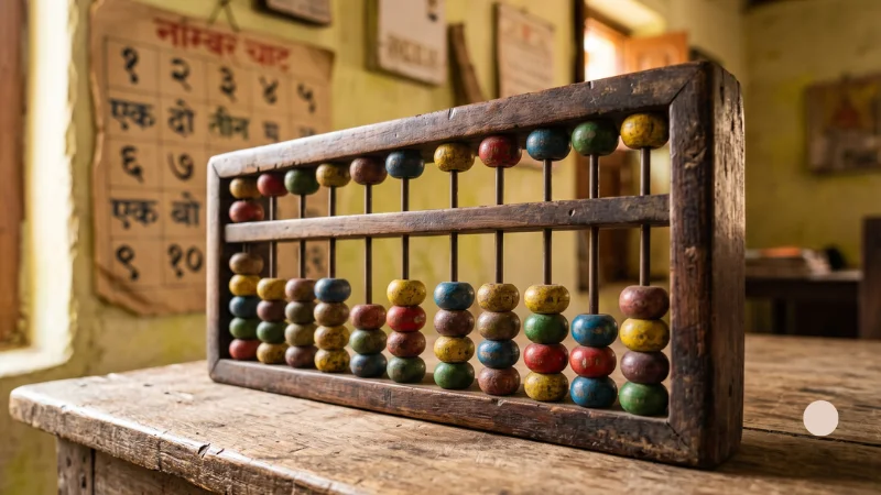Hindi Numbers 1 to 100 (Ginti): Complete Pronunciation Guide 6 Alt Traditional Indian wooden abacus for learning Hindi numbers — counting tool with coloured beads